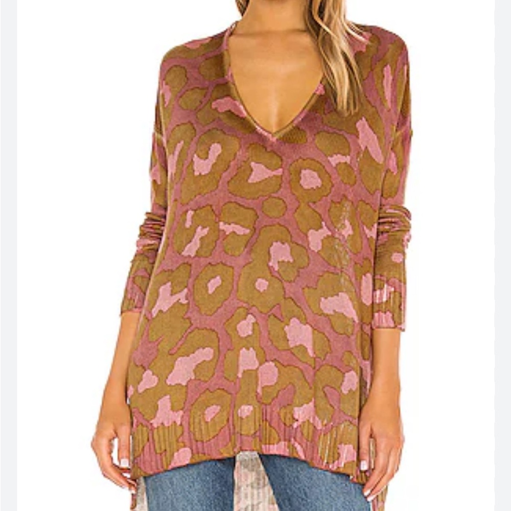 Show Me Your MuMu Pink and Brown hug me V-Neck Sweater